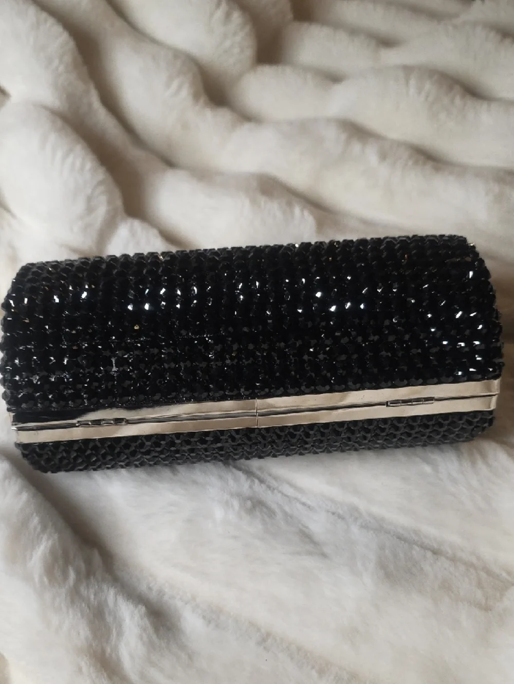 Black Beaded Evening Clutch Bag